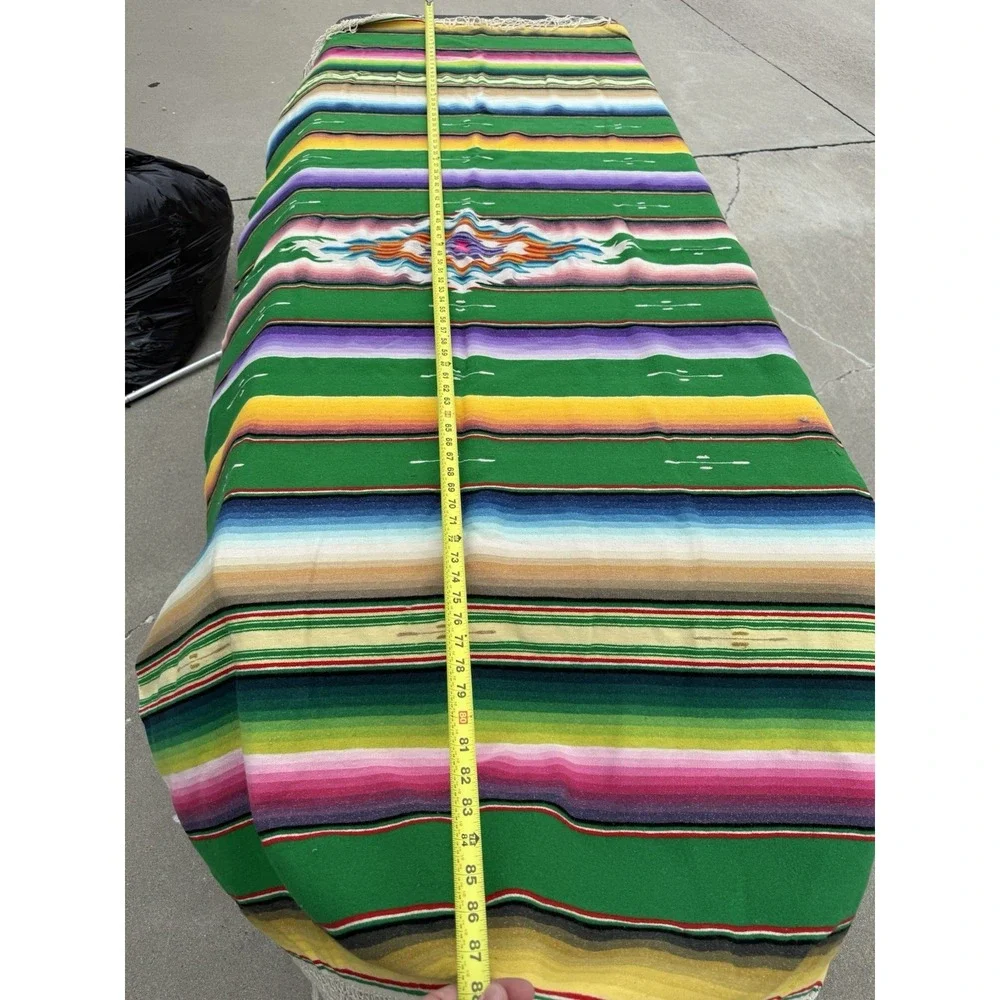 Vintage Mexican Serape Blanket Saltillo Style‎ Southwestern Throw 88x40